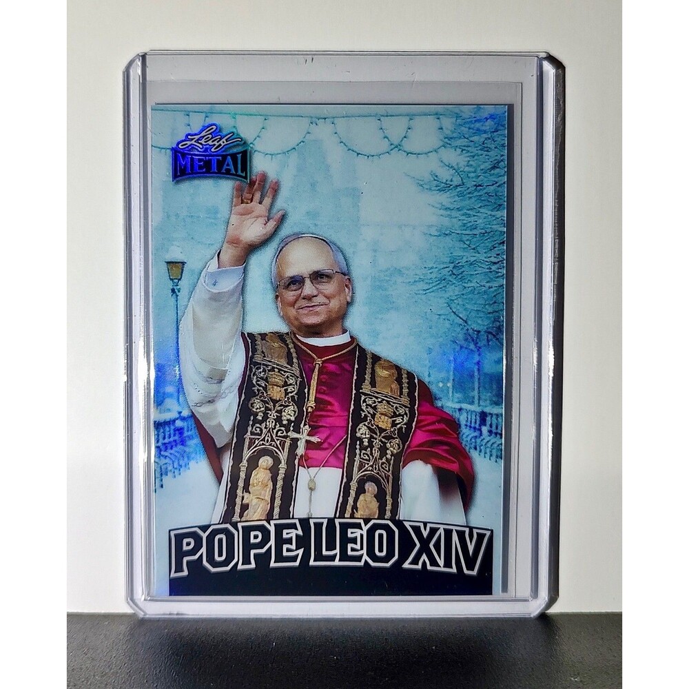 Pope Leo XIV 2025 Leaf Metal Trading Card Snow Parallel /583
